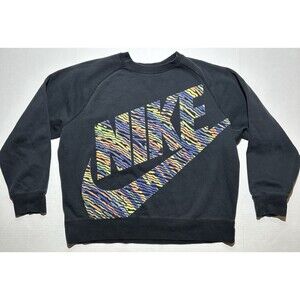 Vintage Nike Sweatshirt Mens XL Big Logo Rainbow Swoosh Cut Rolled Hem Crew Neck